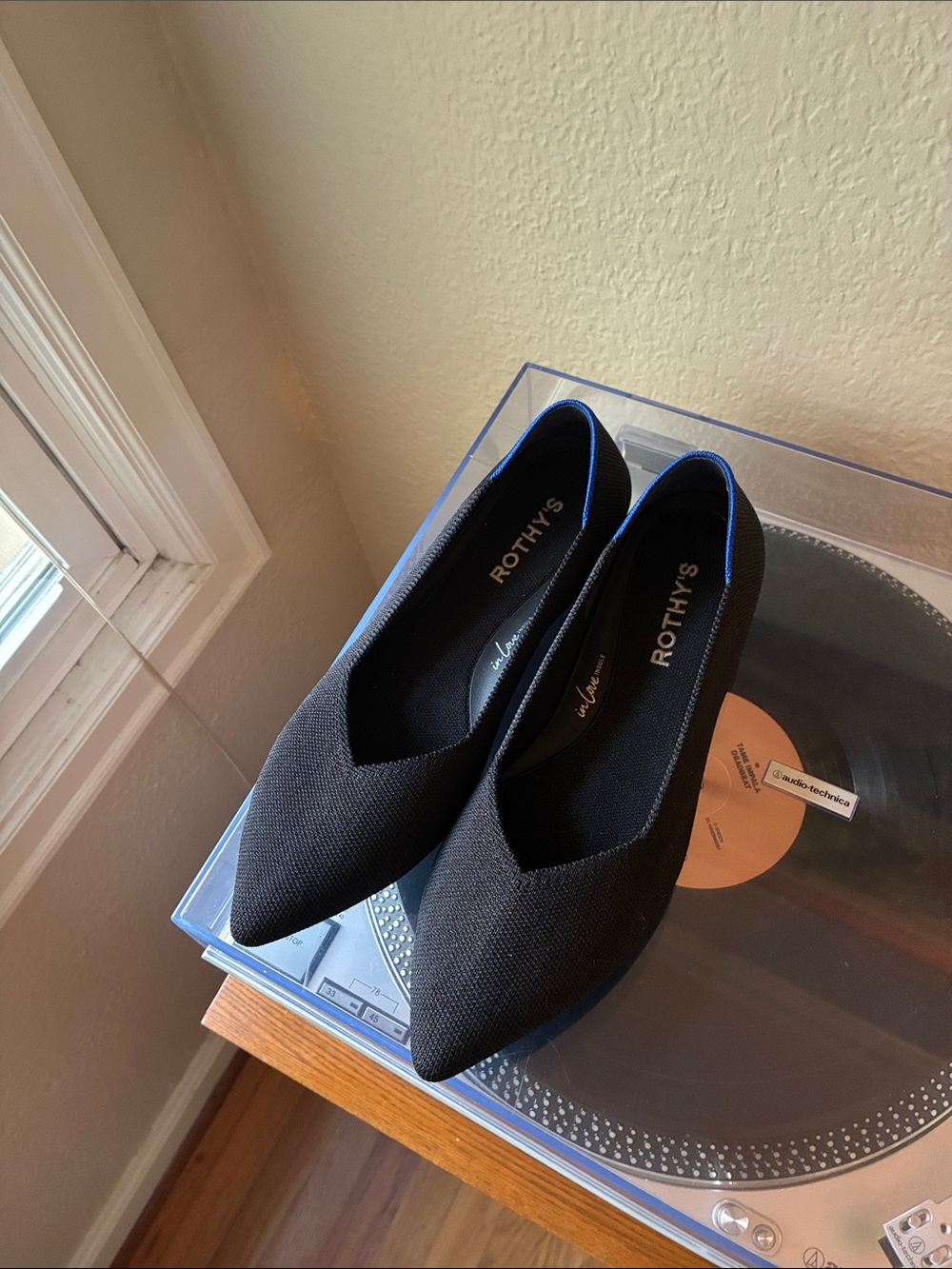 Rothy's Black Pointed Knit Flats - Women's